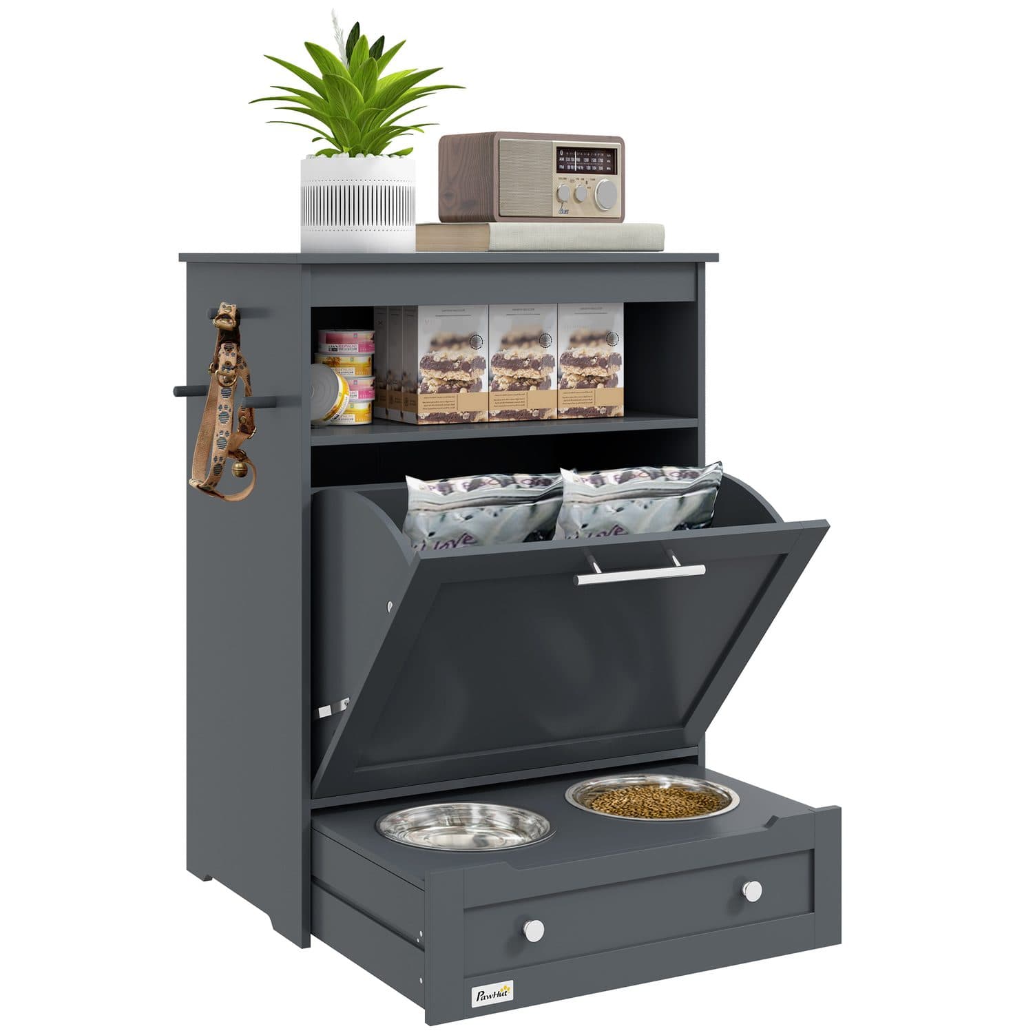 PawHut Grey Feeder Station