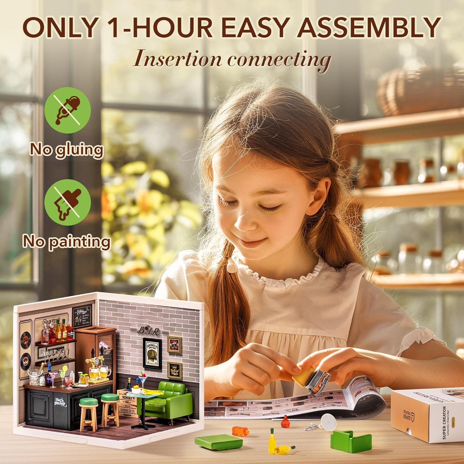 DIY Miniature Bar Building Kit with Lights - image 2