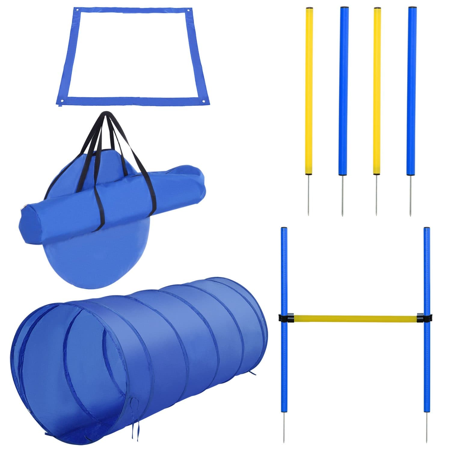 PawHut Dog Agility Set with Poles, Hurdle and Tunnel