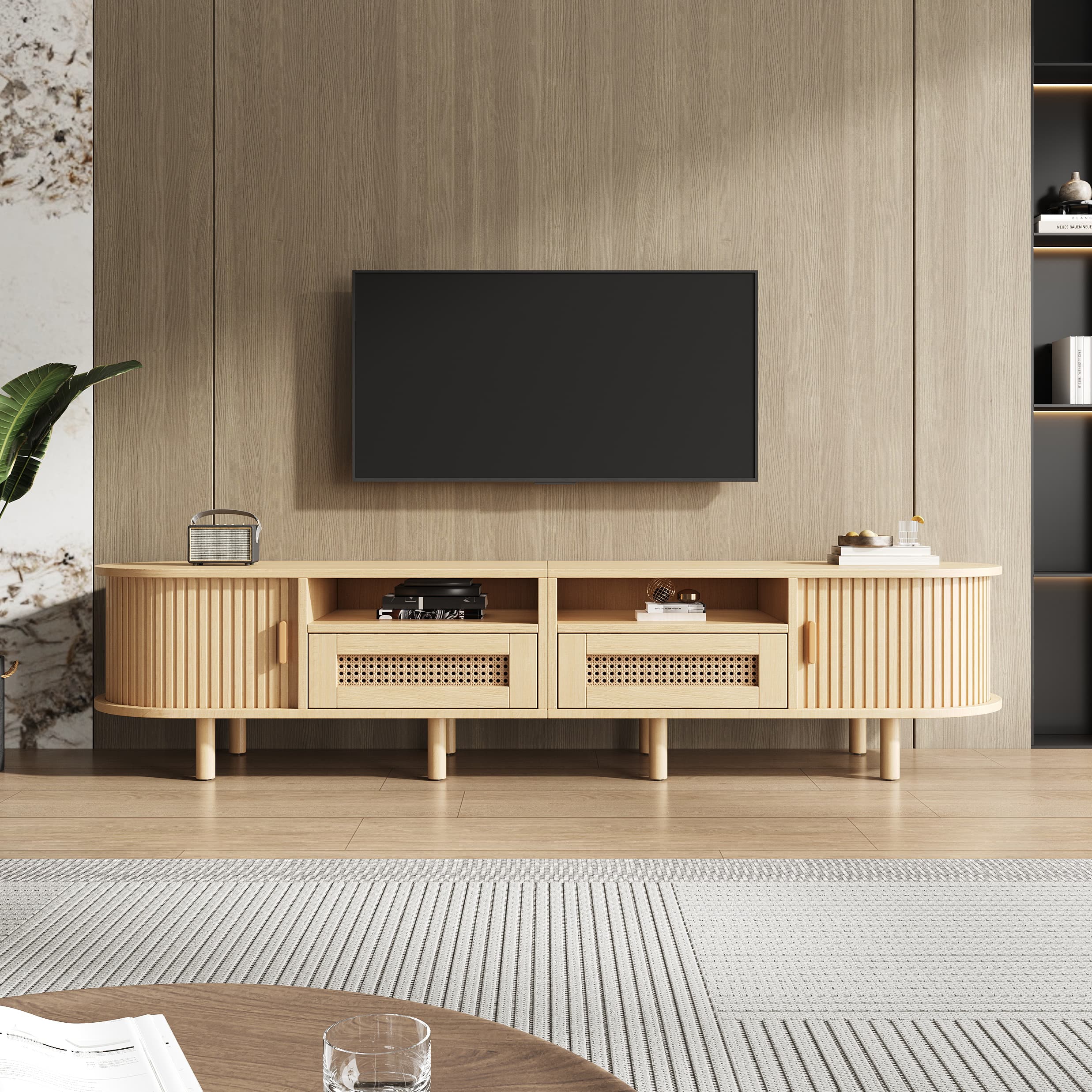 Oval Rattan TV Stand for up to 70-inch TVs - image 5