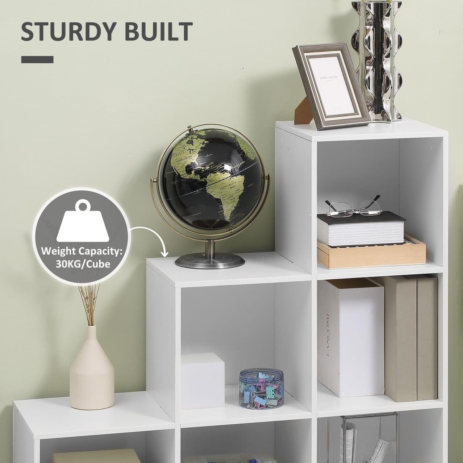 Modern White 6-Cube Step Bookcase for Effortless Storage - image 1
