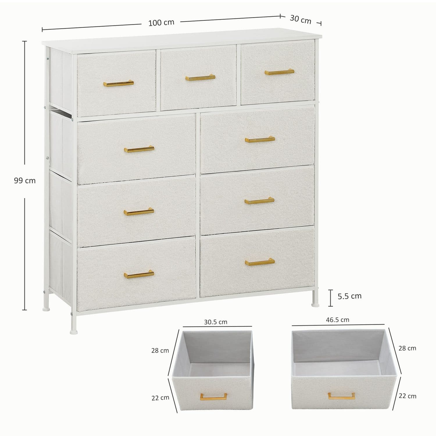 Cream Boucle 9-Drawer Chest - image 2