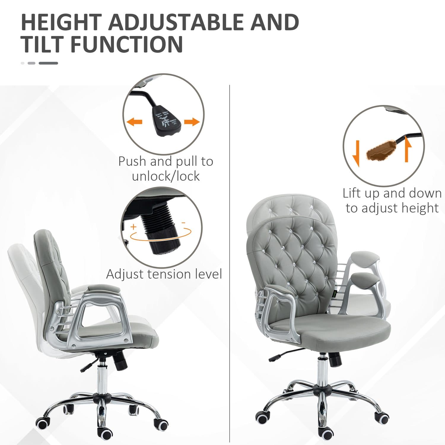 Vinsetto Grey Ergonomic Chair - image 2