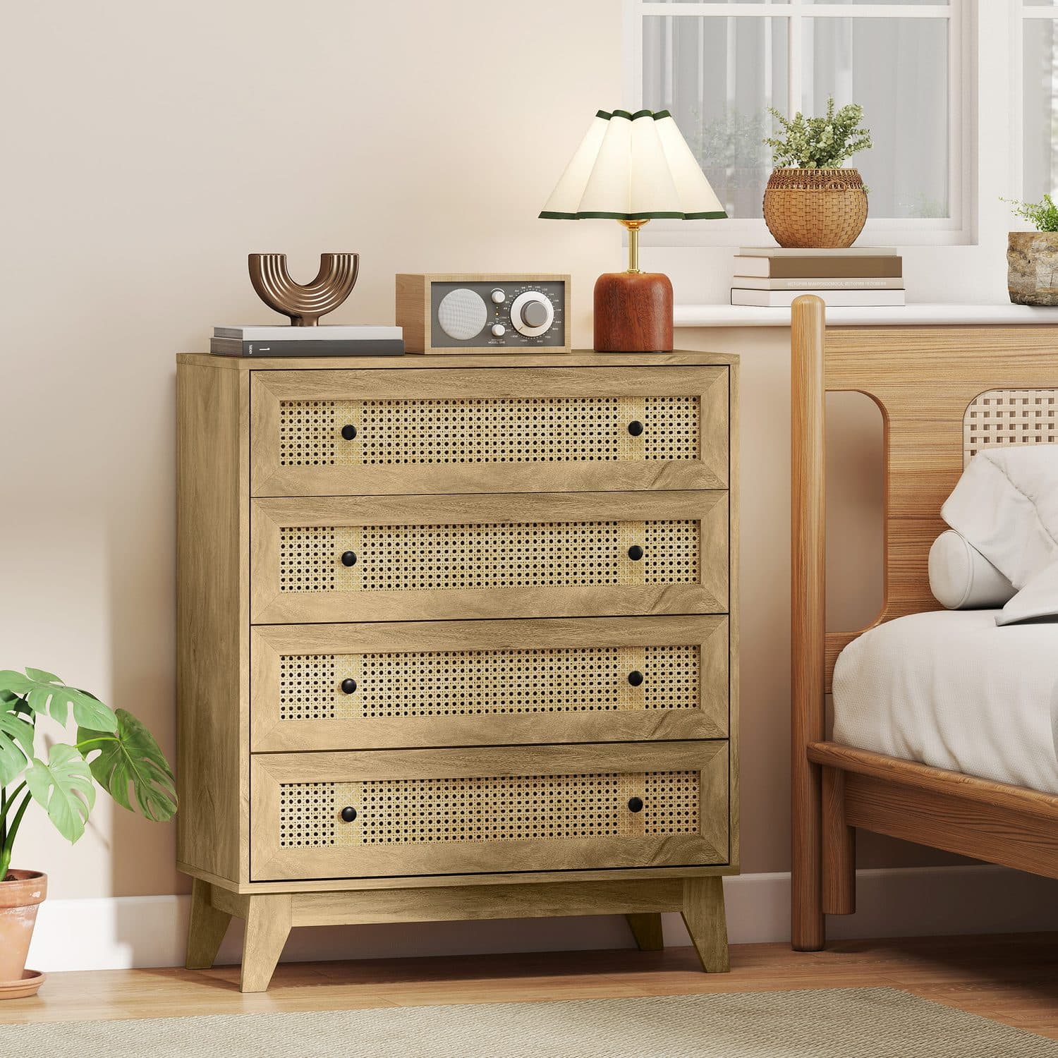 Natural Rattan 4-Drawer Cabinet - image 2
