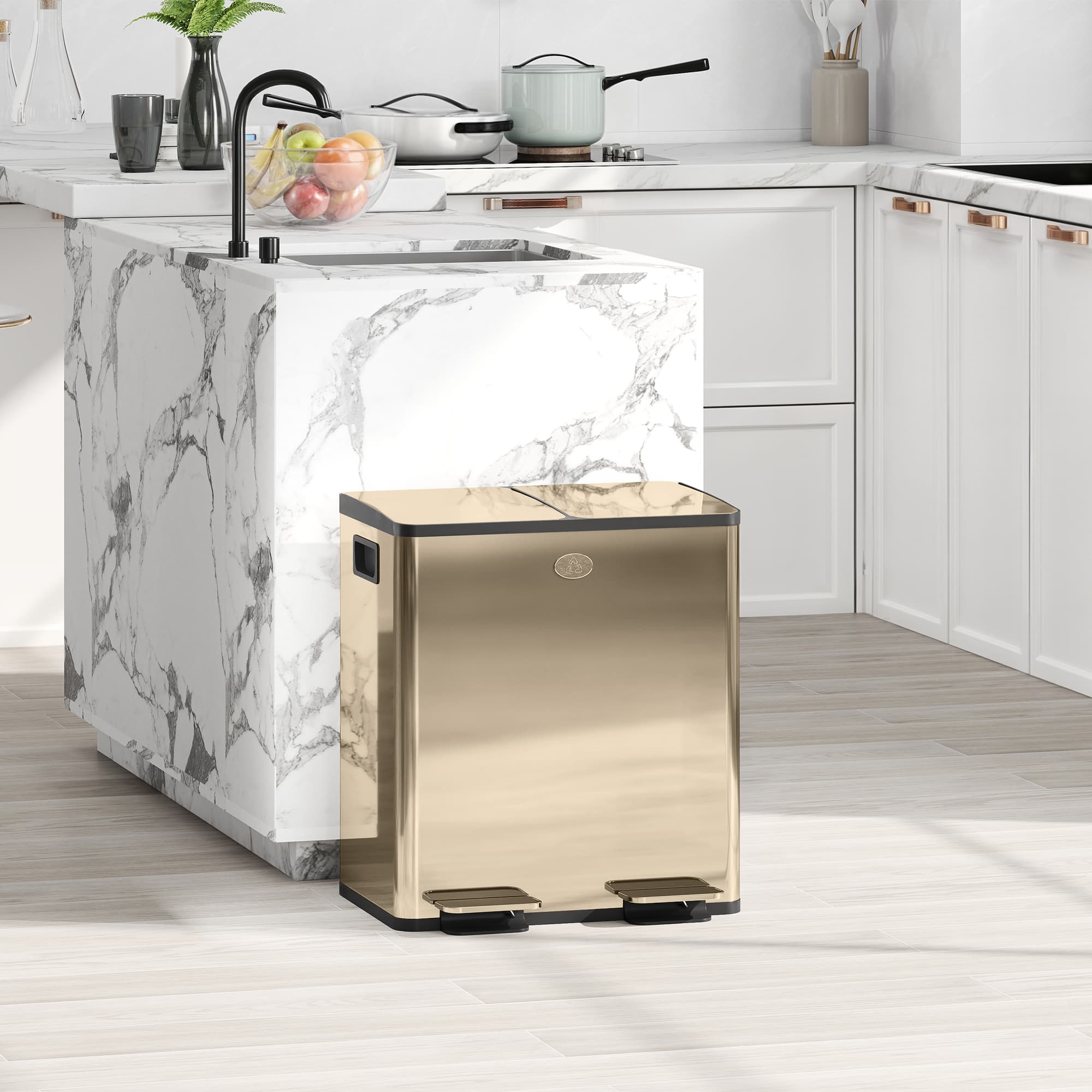 Separate Kitchen Waste Neatly with a Gold 40L Pedal Bin - image 5