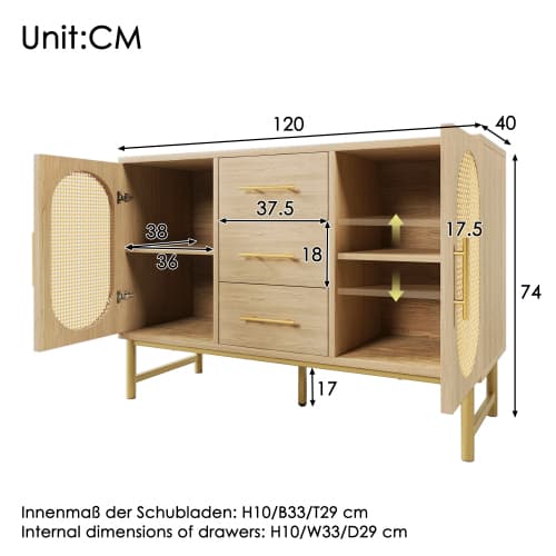 Oak Effect Rattan Sideboard with Ample Storage - image 3