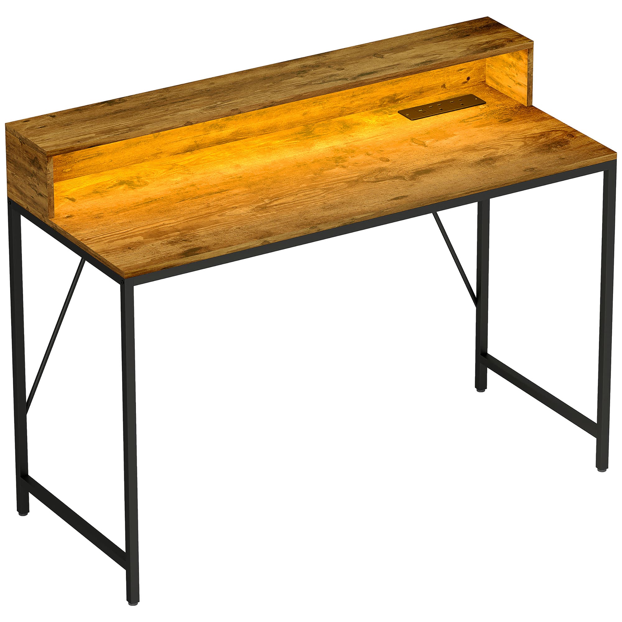 Rustic Brown LED Gaming Desk