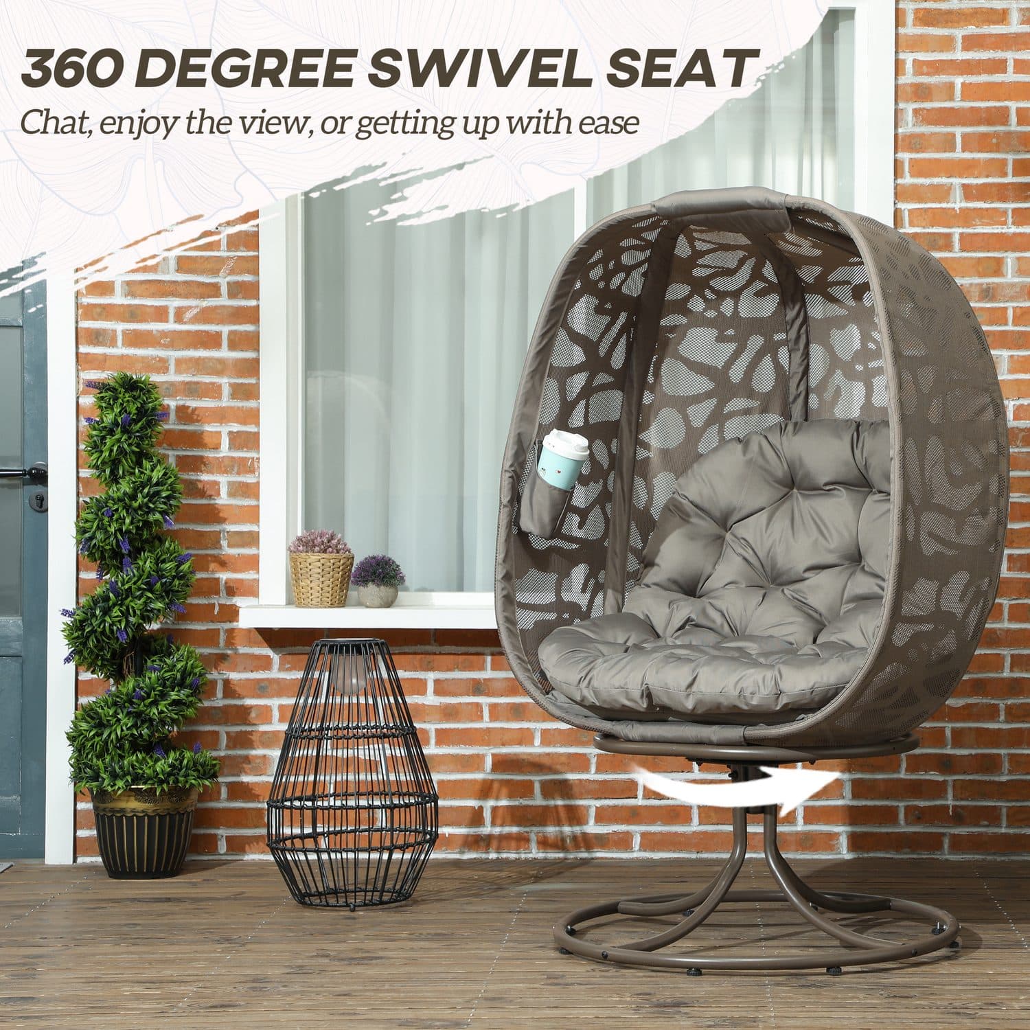 Sand Brown Swivel Egg Chair - image 1