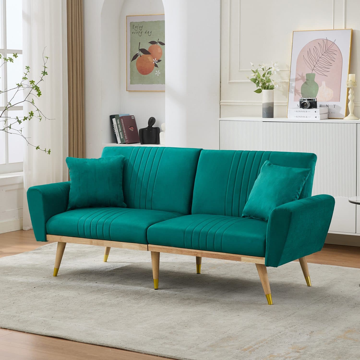 Green Fleece Sofa Bed - image 1