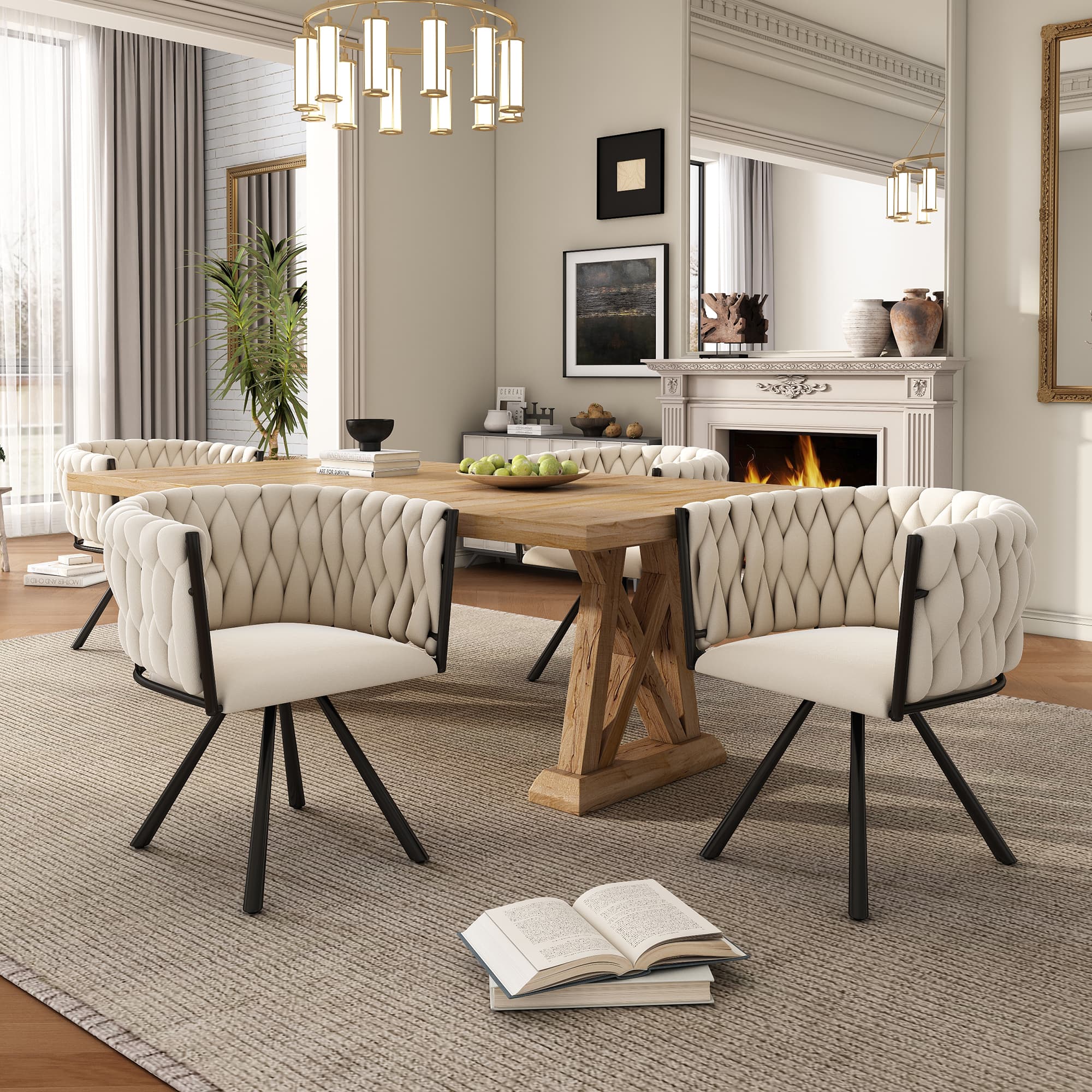 Beige Velvet Swivel Chair - image 5