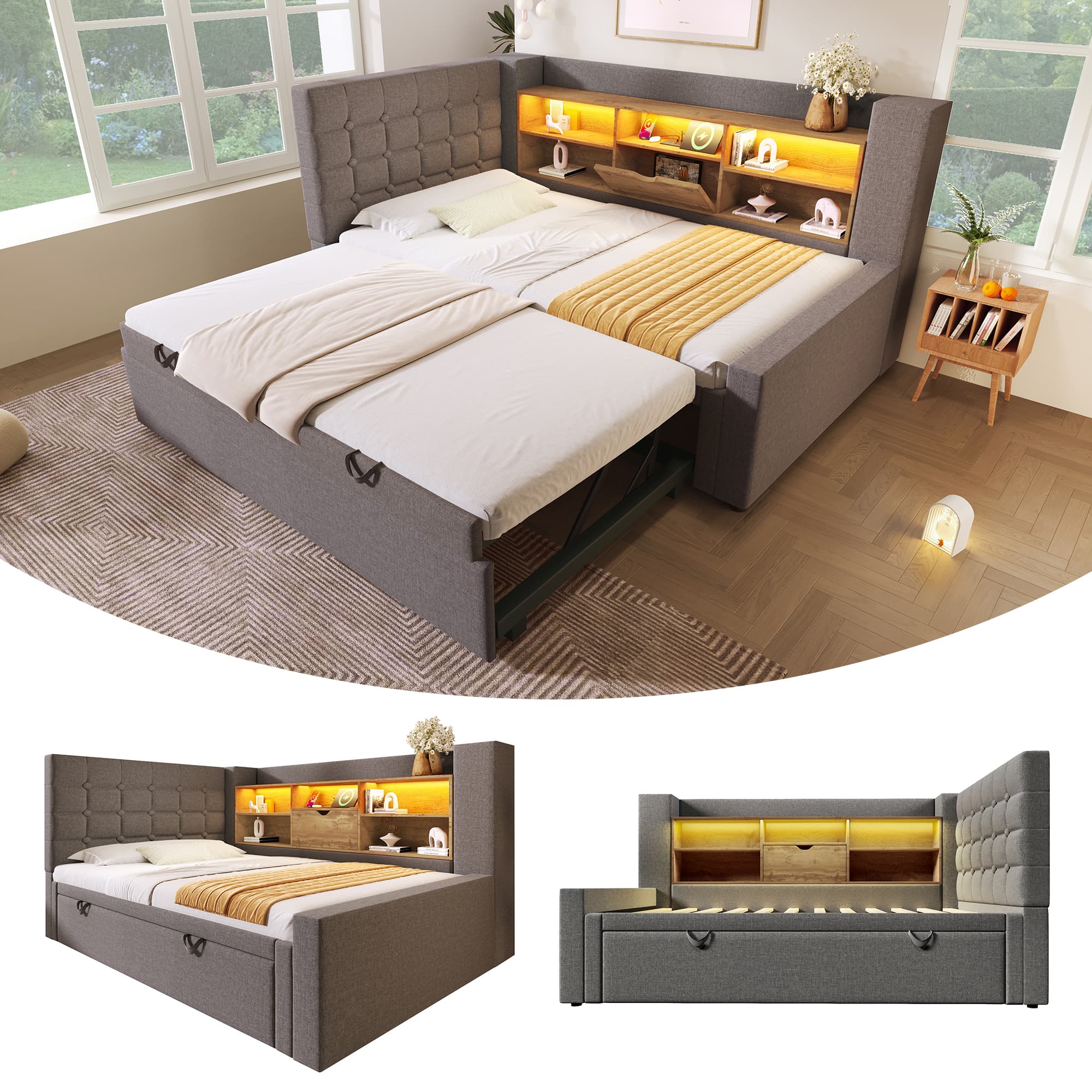 Smart Daybed with Trundle, Storage & USB Charging Station