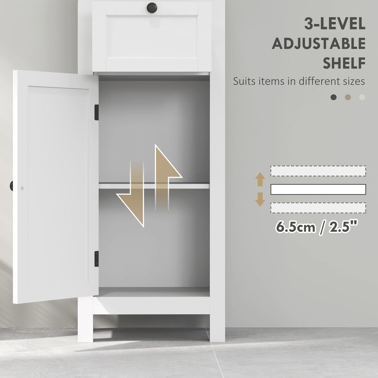 Tall Slim White Bathroom Cabinet - image 5