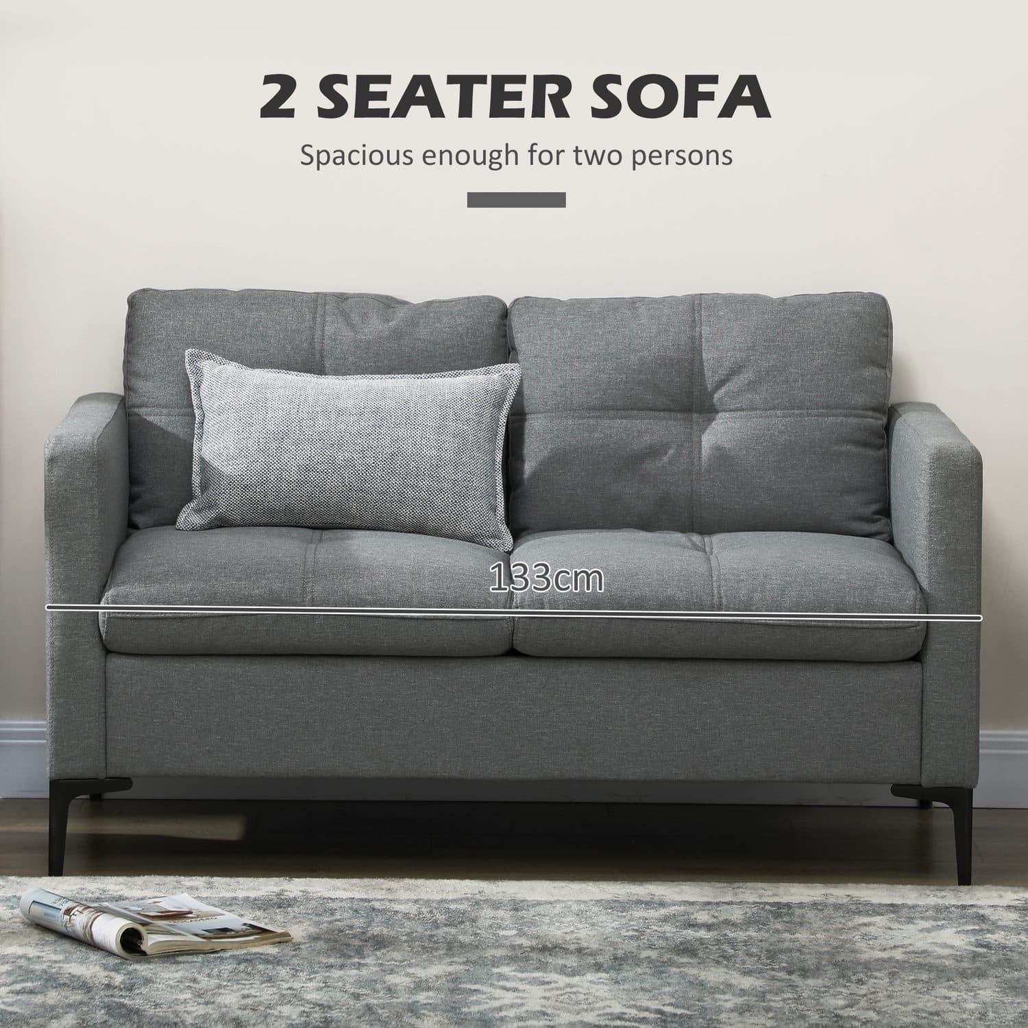 Grey Two-Seater Sofa - image 5
