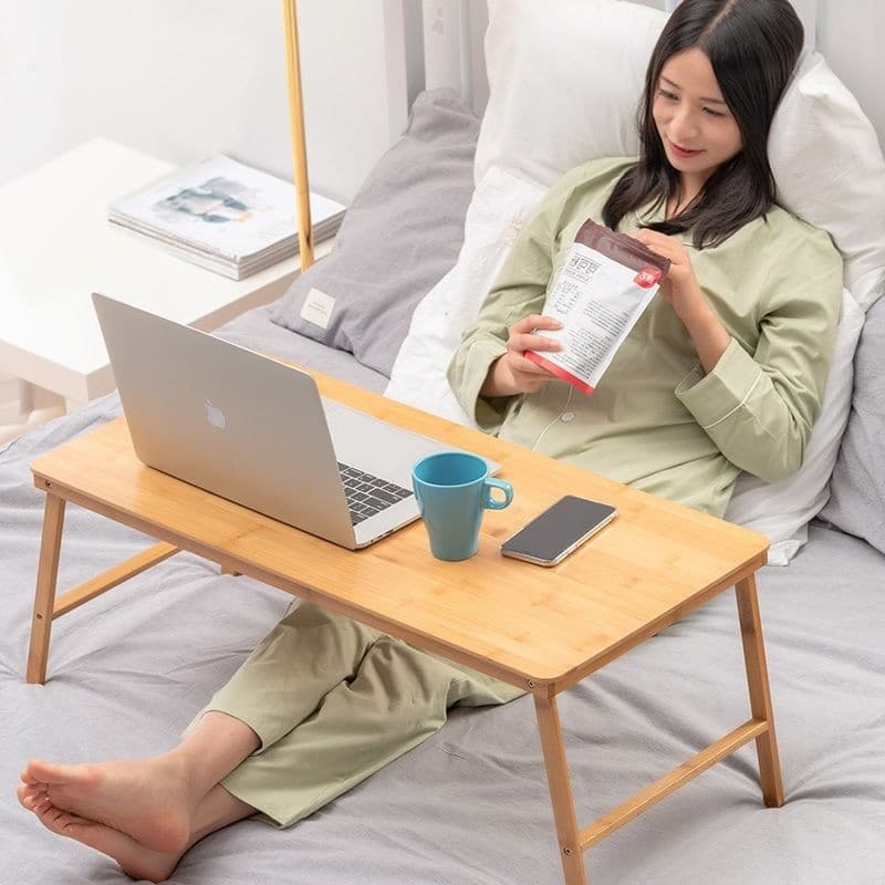 Folding Bamboo Bed Desk for Laptops, Books and Breakfast Trays - Default