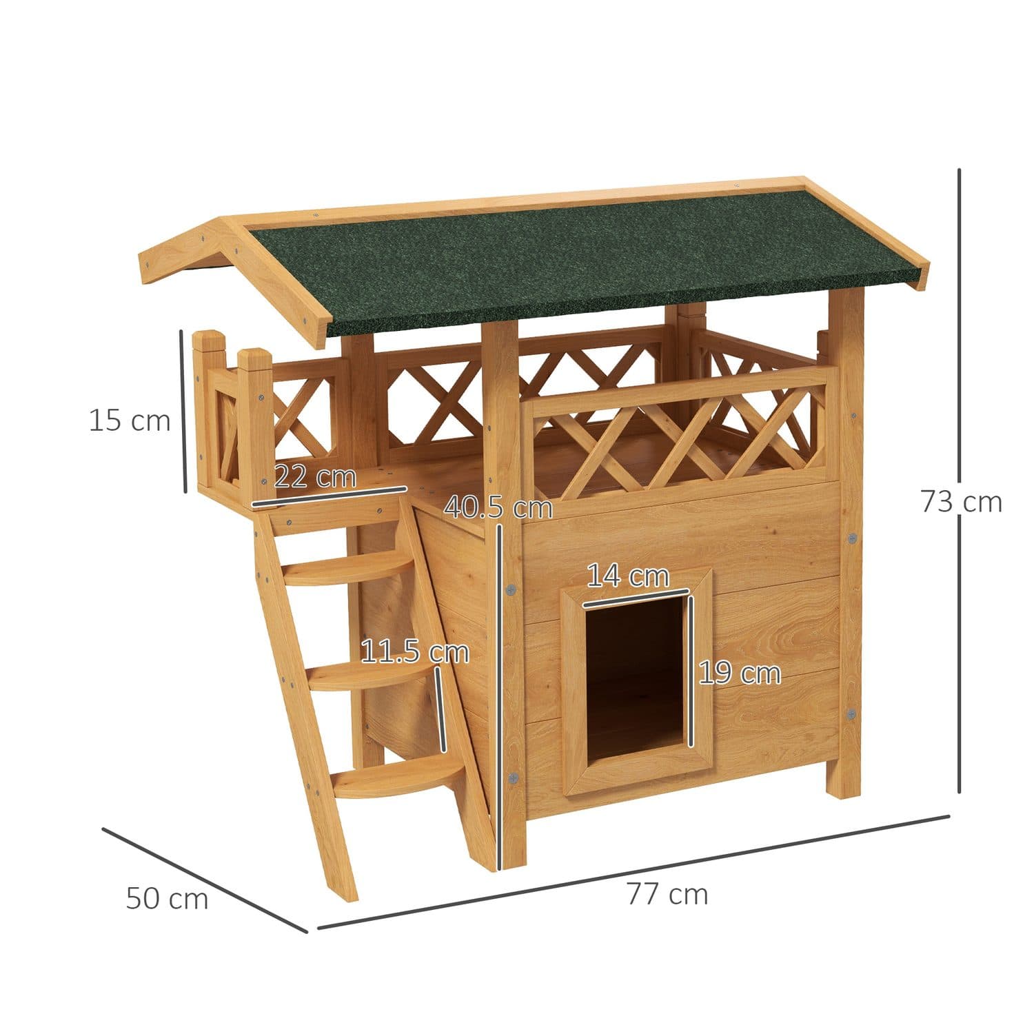 Outdoor Cat House with Balcony and Stairs - image 1