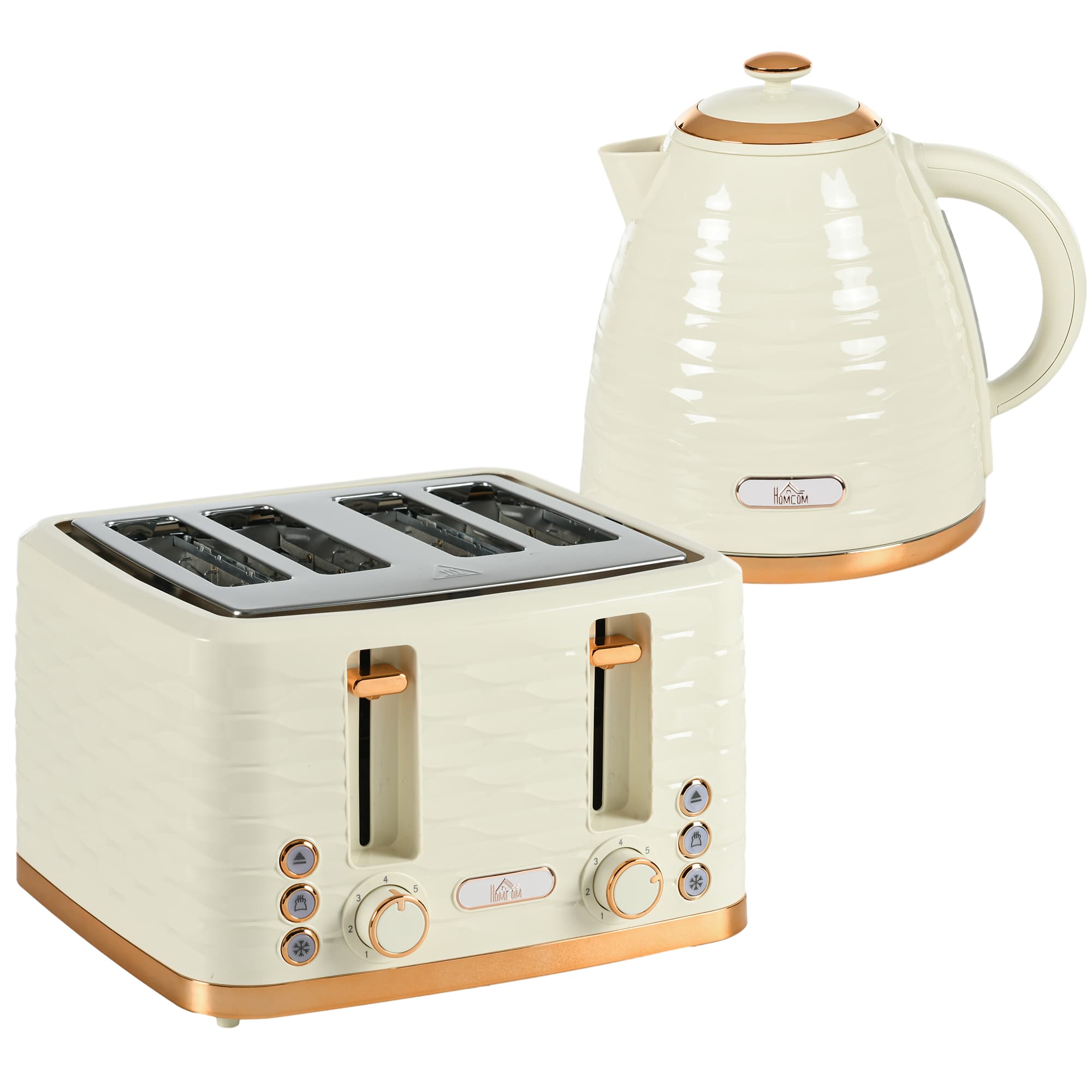 Beige Kettle & 4-Slice Toaster Set