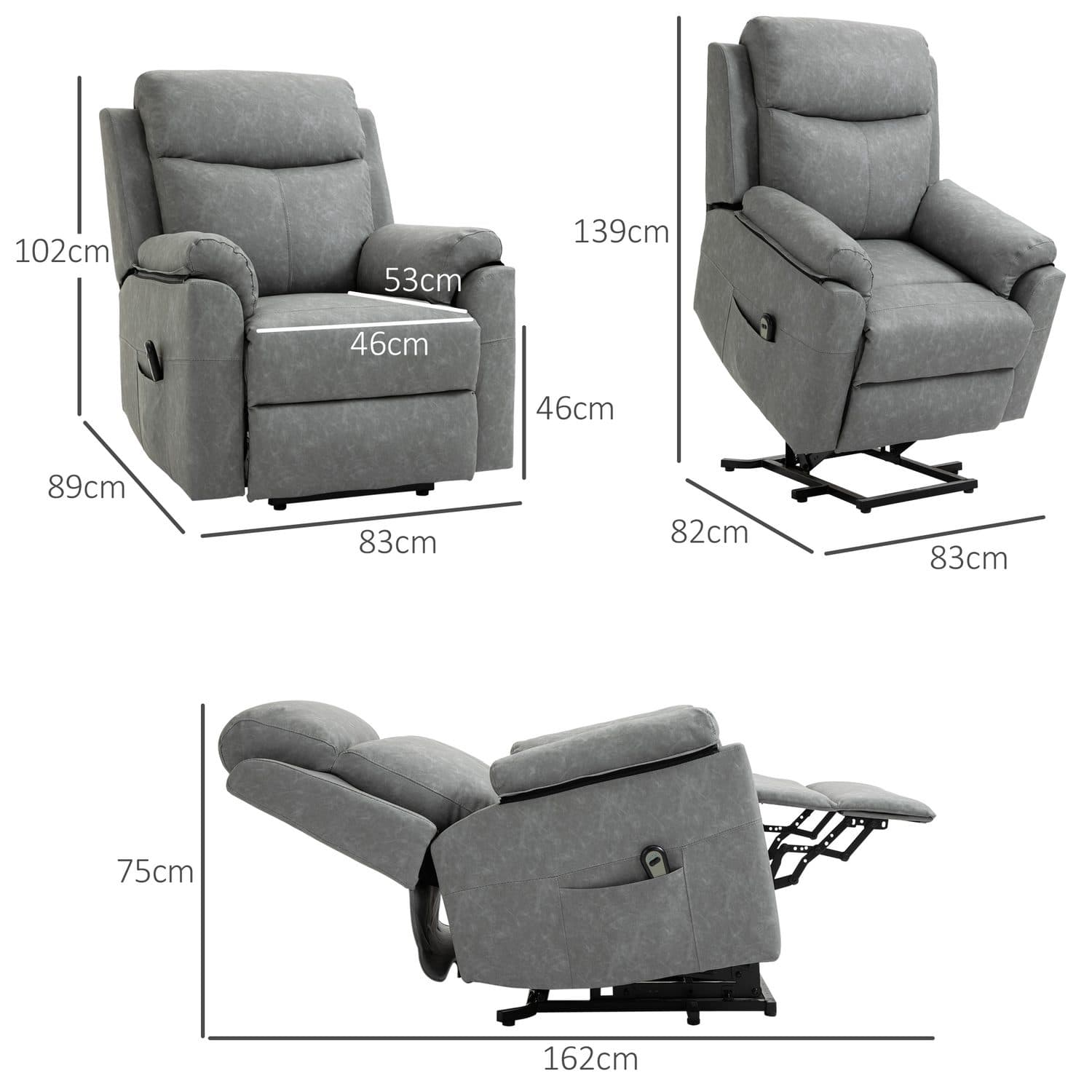 Grey Electric Riser Recliner - image 2