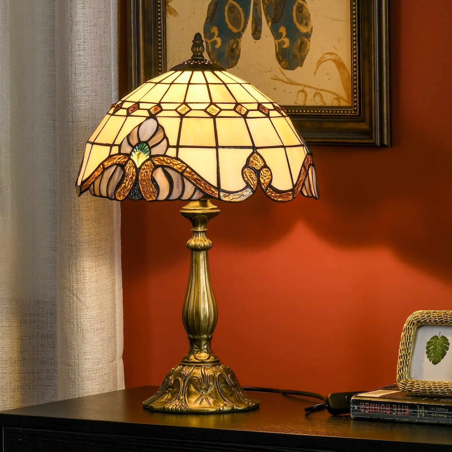 Handmade Stained Glass Bedside Table Lamp - image 2