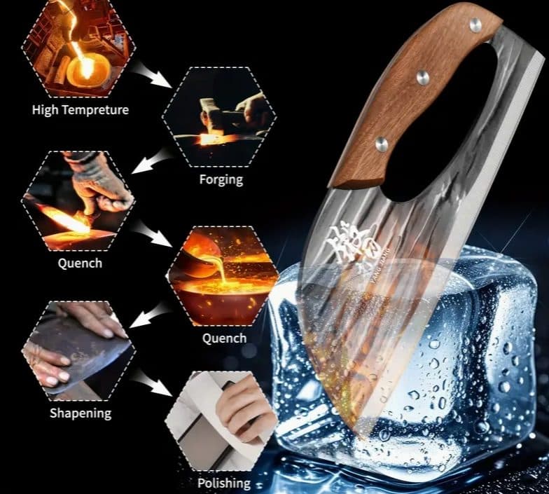Heavy duty kitchen cleaver for meat, bones and prep - image 9