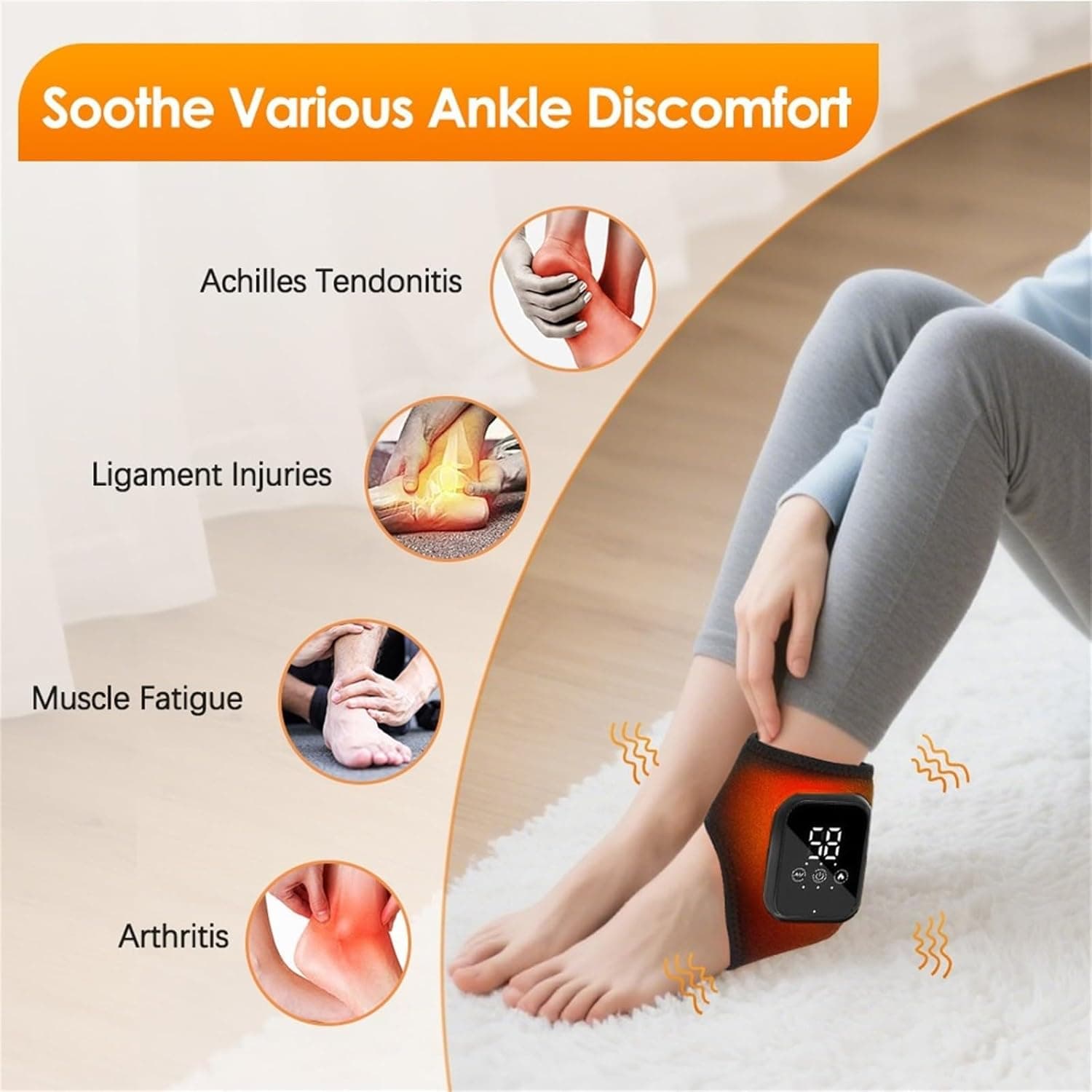 Cordless Ankle Heating Pad Massager Pair - image 5