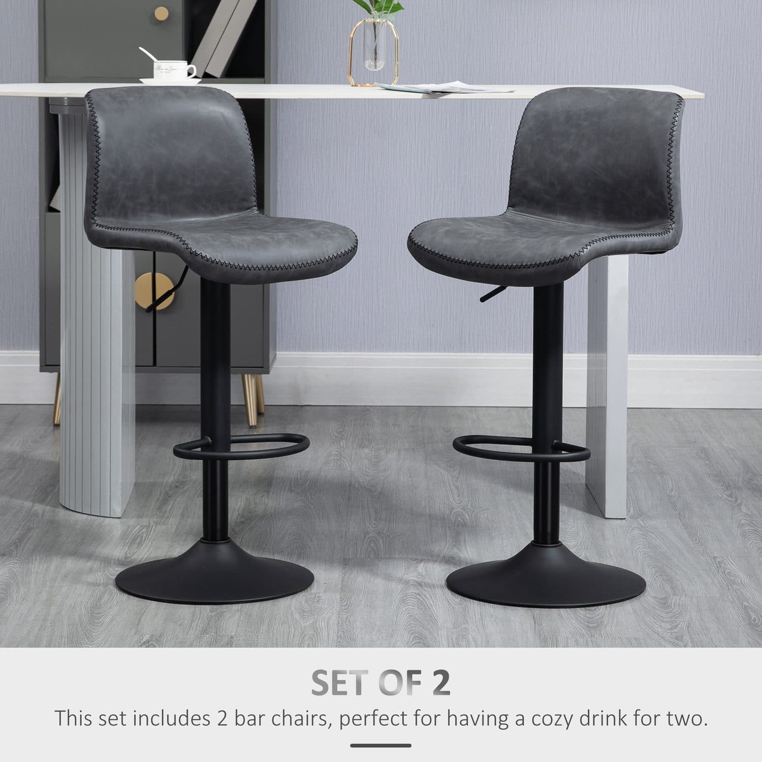 Dark Grey Leather Stools - image 5