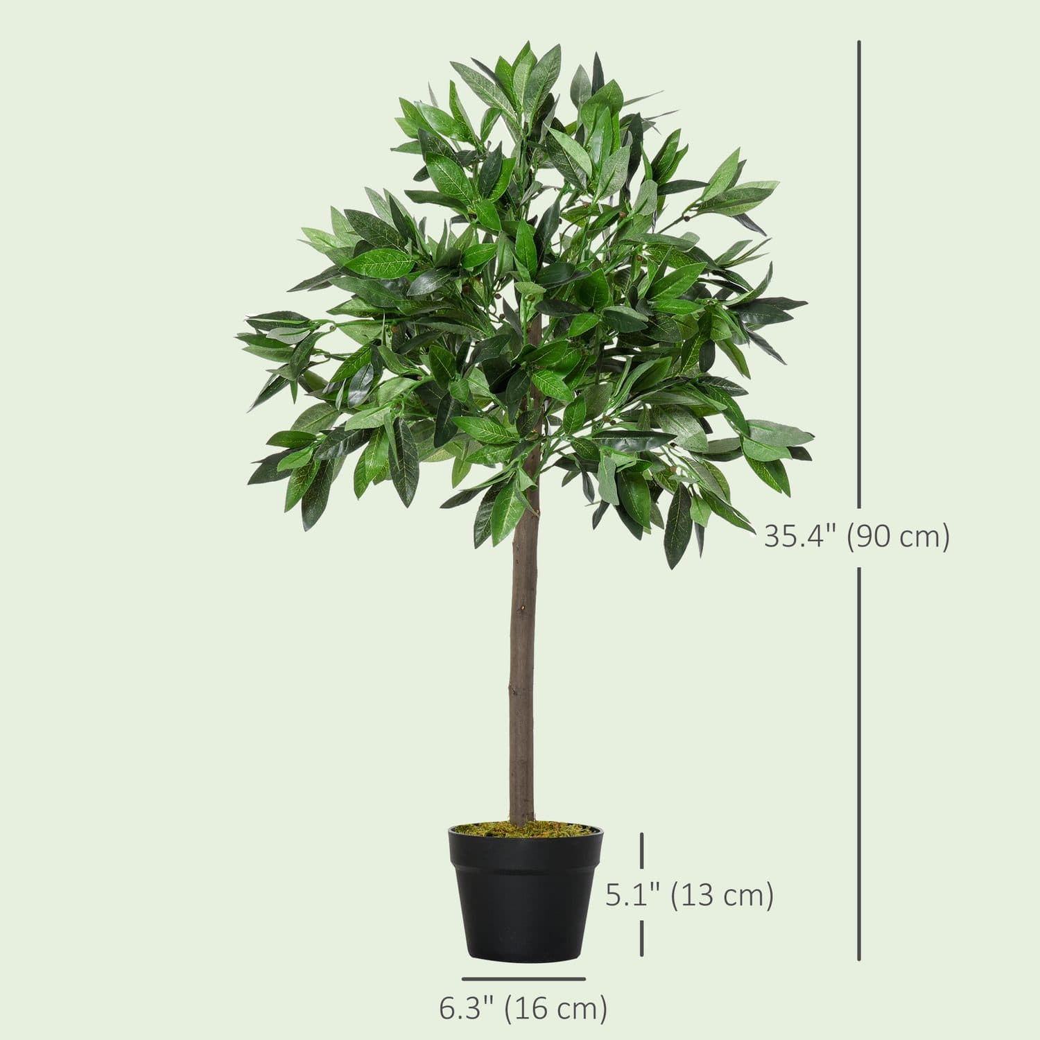 90cm Artificial Bay Laurel Topiary Trees Set of 2 - image 1