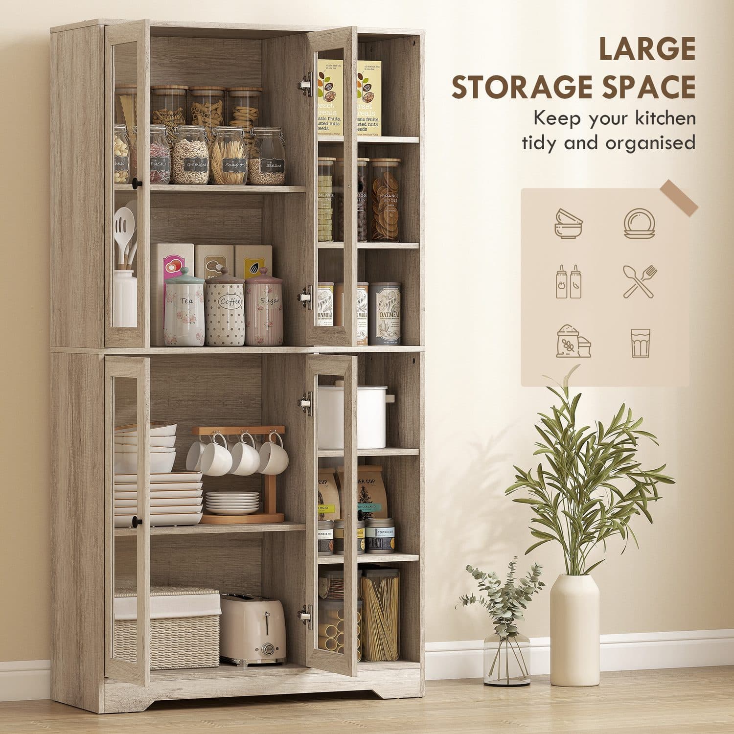 Grey Wood-Effect Kitchen Cabinet - image 5