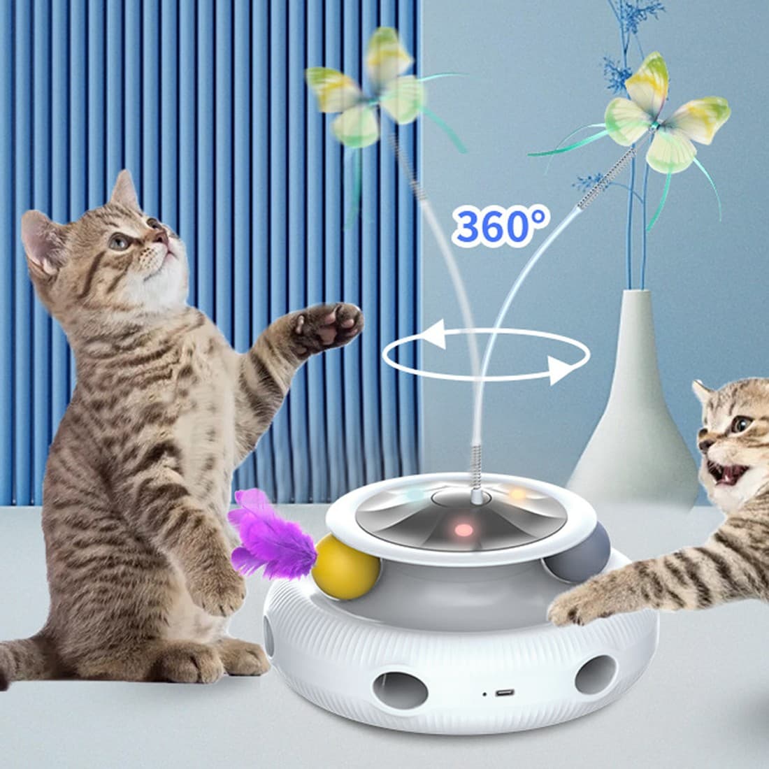 Rechargeable Interactive Cat Toy with 360° Rotating Feather - image 2