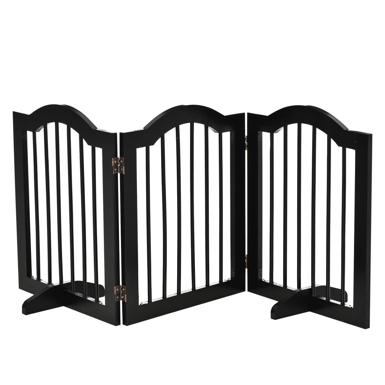 PawHut Freestanding Foldable Wooden Pet Gate