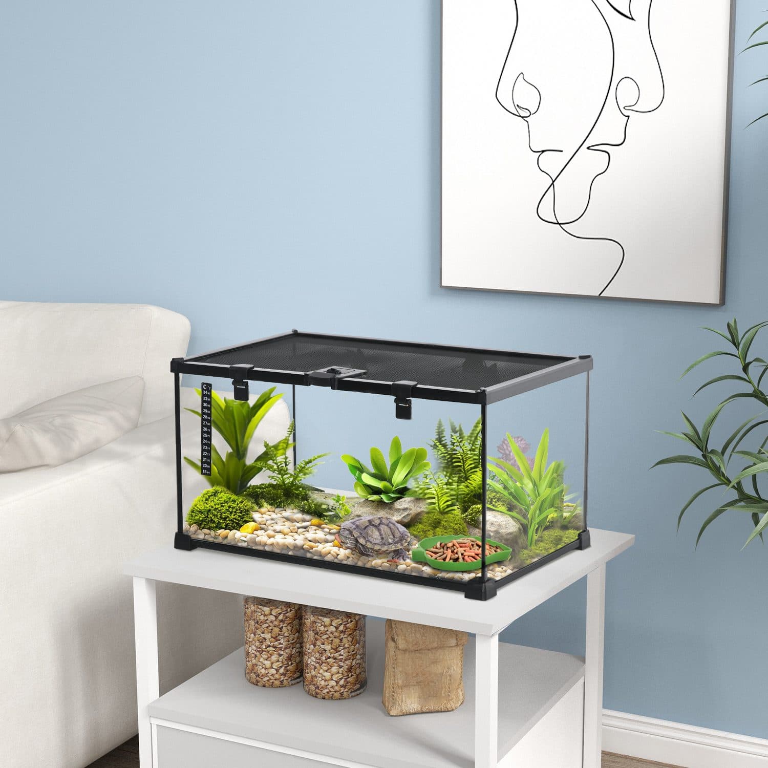 PawHut 360° Glass Reptile Terrarium with Raised Base - image 1
