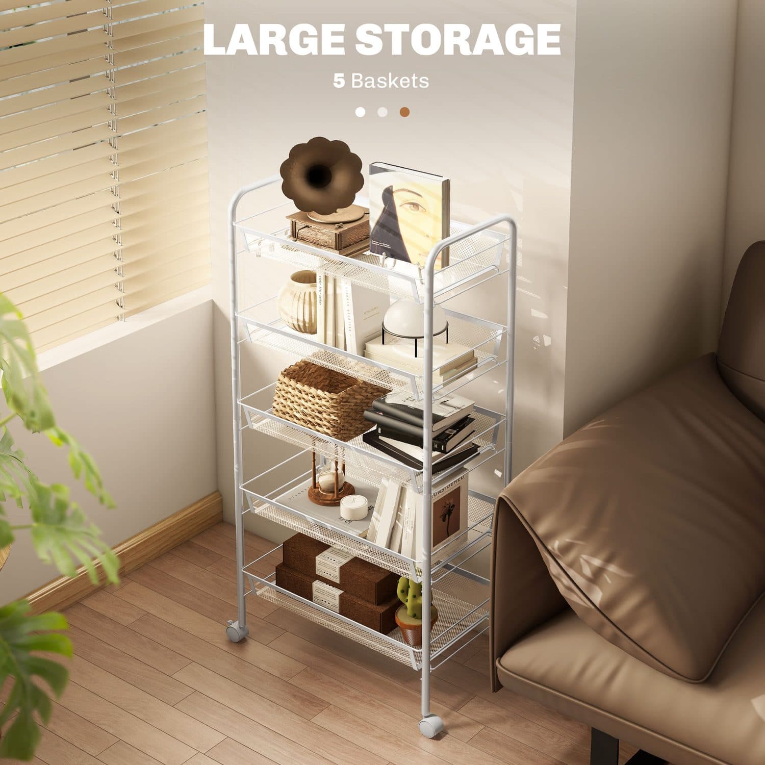 Move everyday storage easily with a slim five tier trolley - image 5