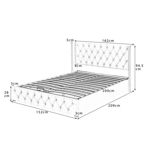 Upholstered King Size Ottoman Bed in Beige Velvet - image 4