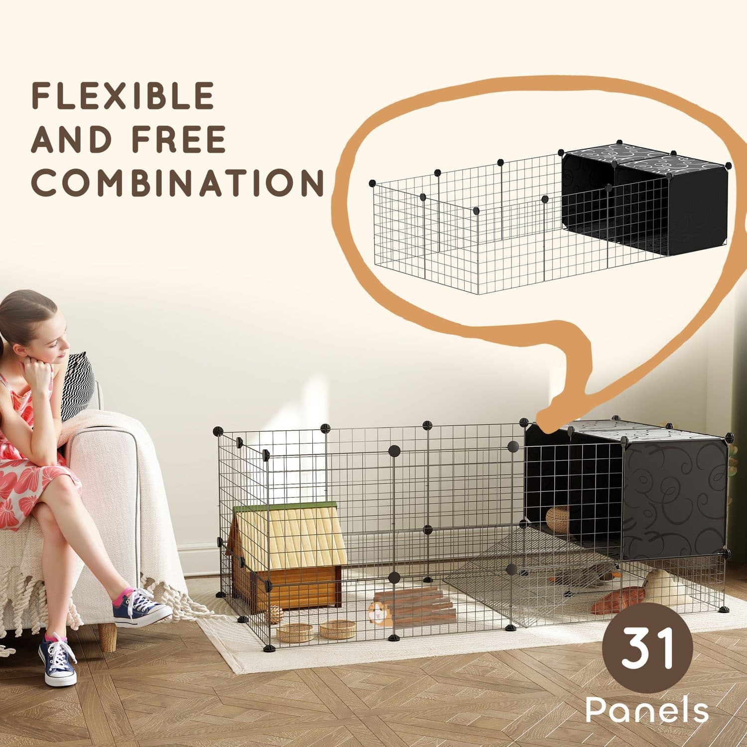Spacious Modular Wire Cage for Guinea Pigs and Small Pets - image 4