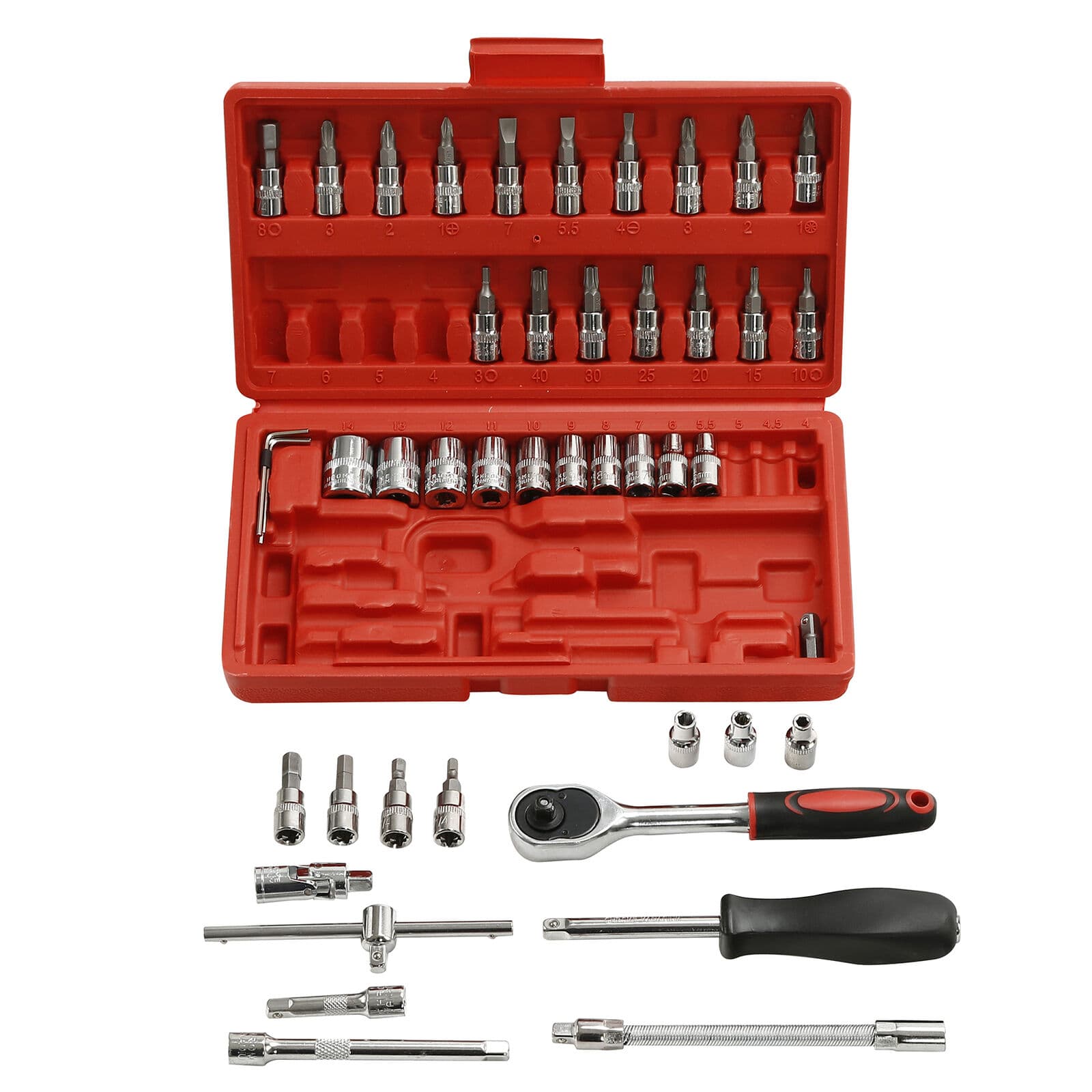 Compact 46 Piece Socket and Screwdriver Bit Kit