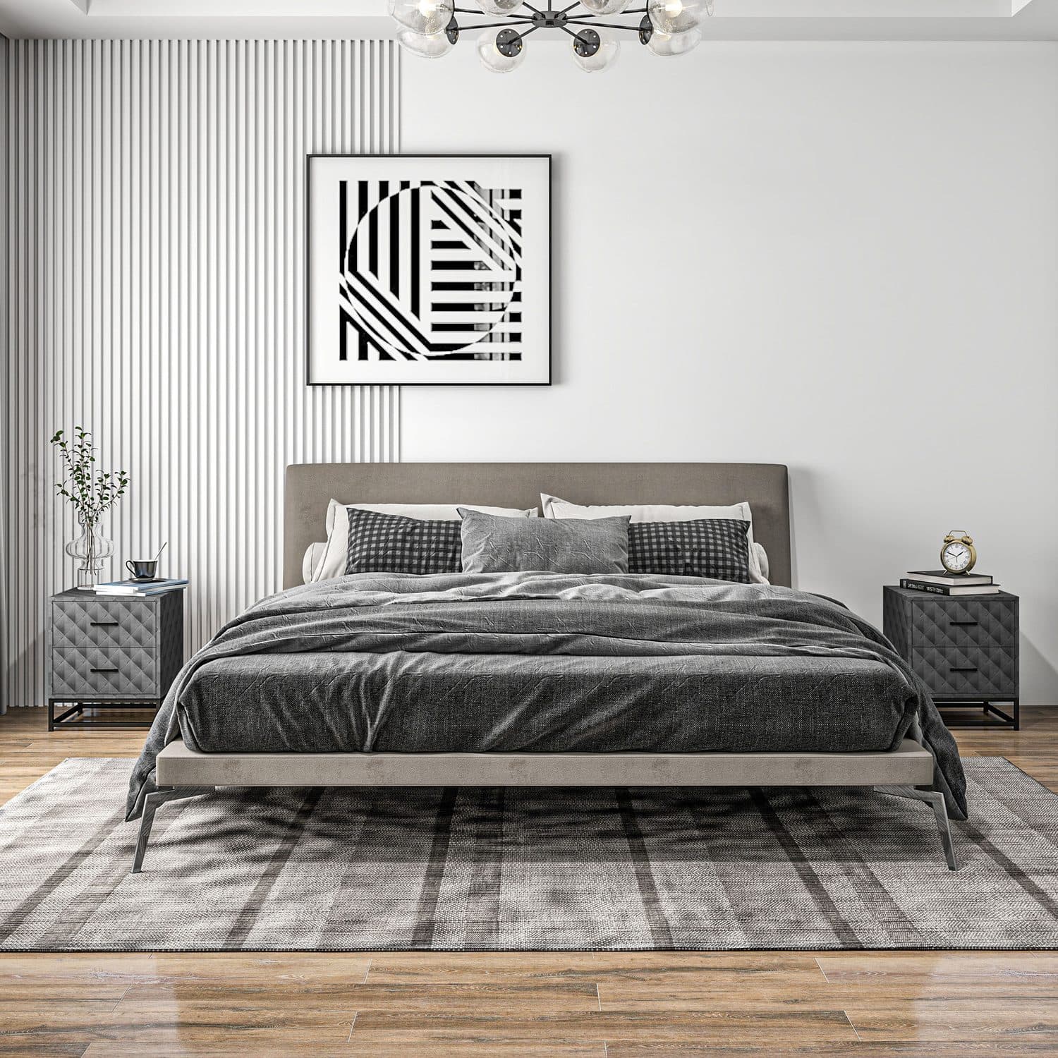 Modern Grey 2-Drawer Bedside Tables - image 4
