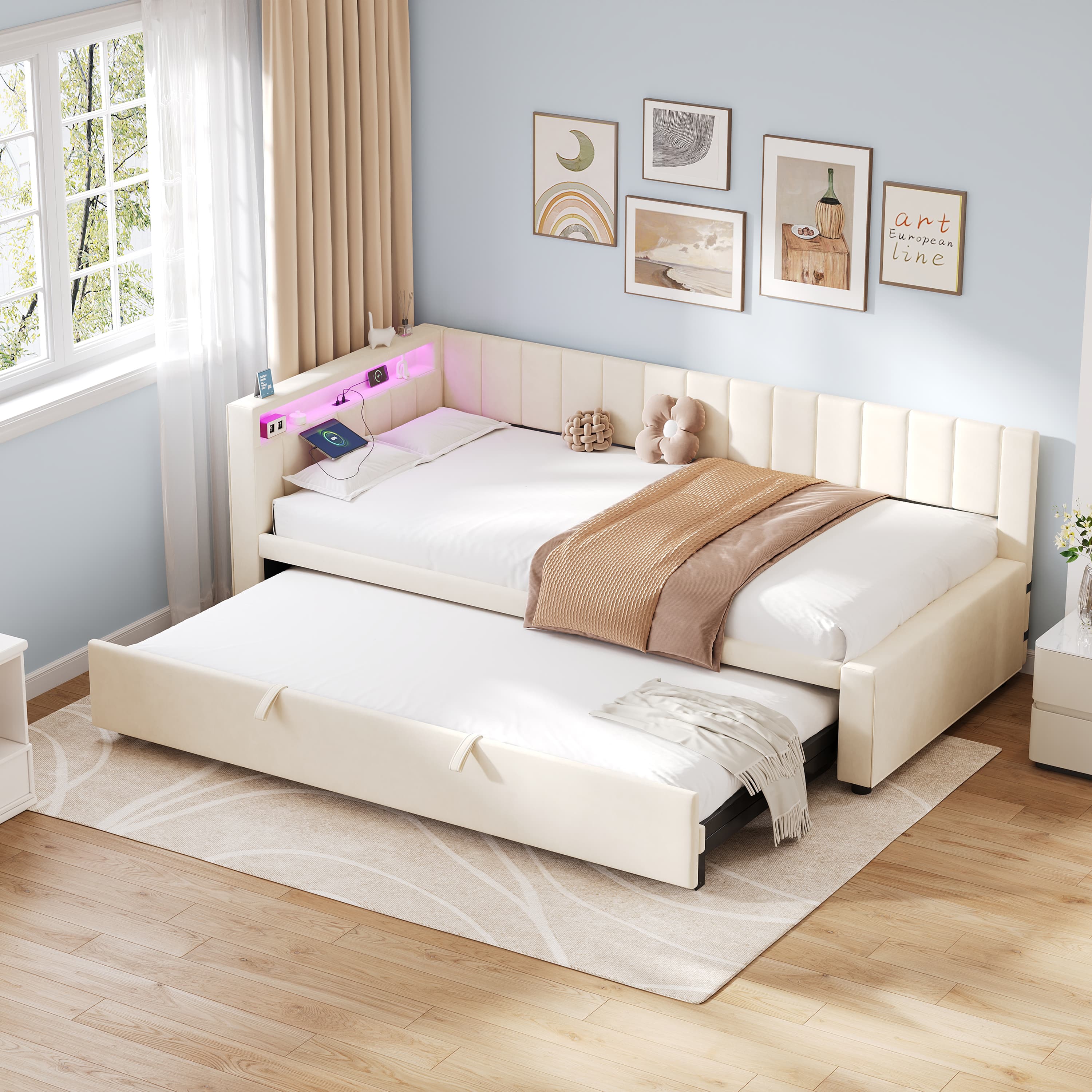 3-in-1 Velvet Daybed & Sofa Bed - image 4