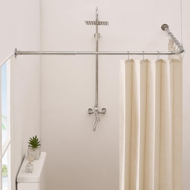 Adjustable L-Shaped Shower Rail for Corner Bath Spaces - image 3