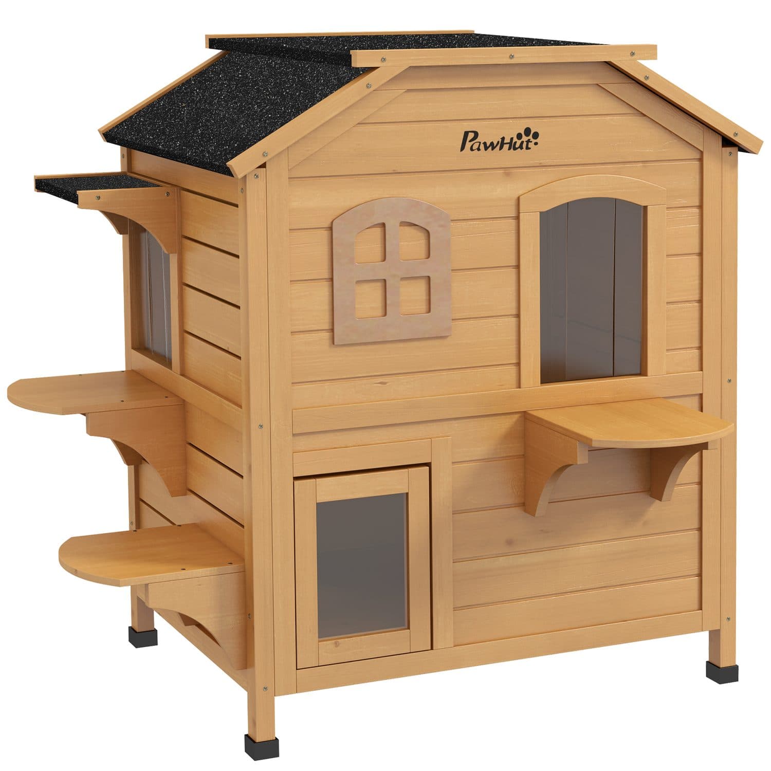 PawHut 2-Story Outdoor Cat House with Escape Door