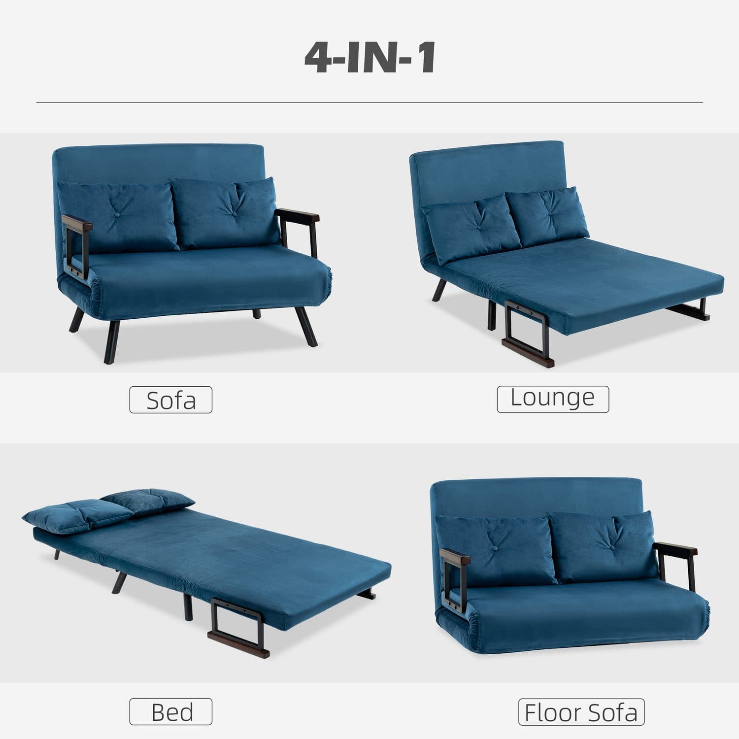 4-in-1 Velvet Double Sofa Bed - image 2
