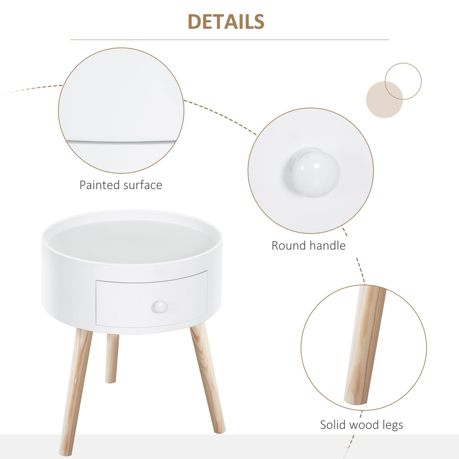 Set of 2 White Round Side Tables - image 4