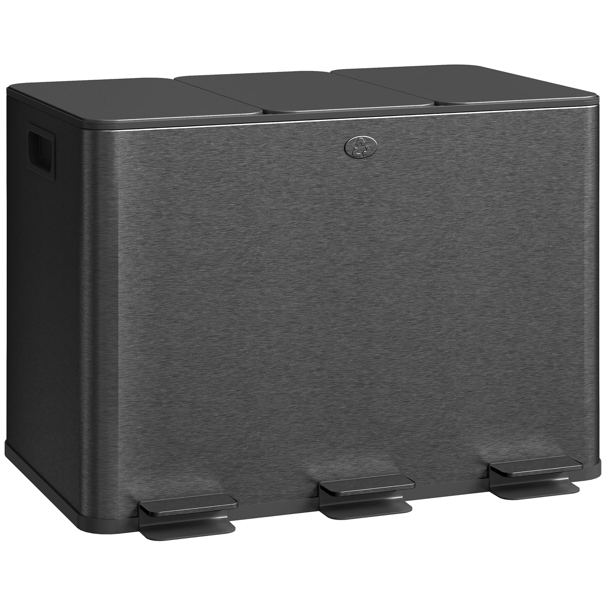 60L Black Triple Recycling Bin