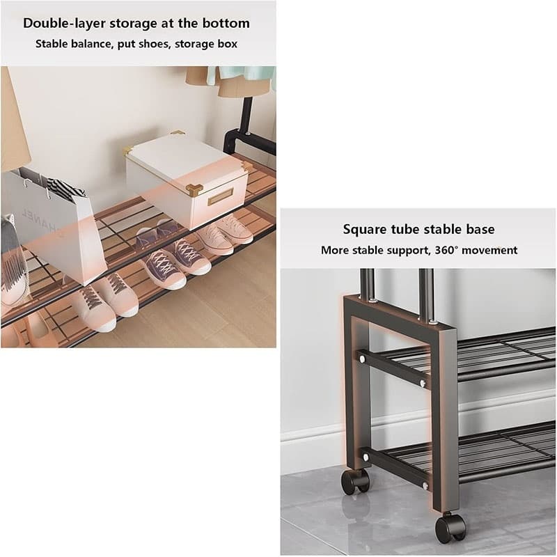 Free-Standing Clothes Rail with Storage Shelves and Shoe Rack - image 1