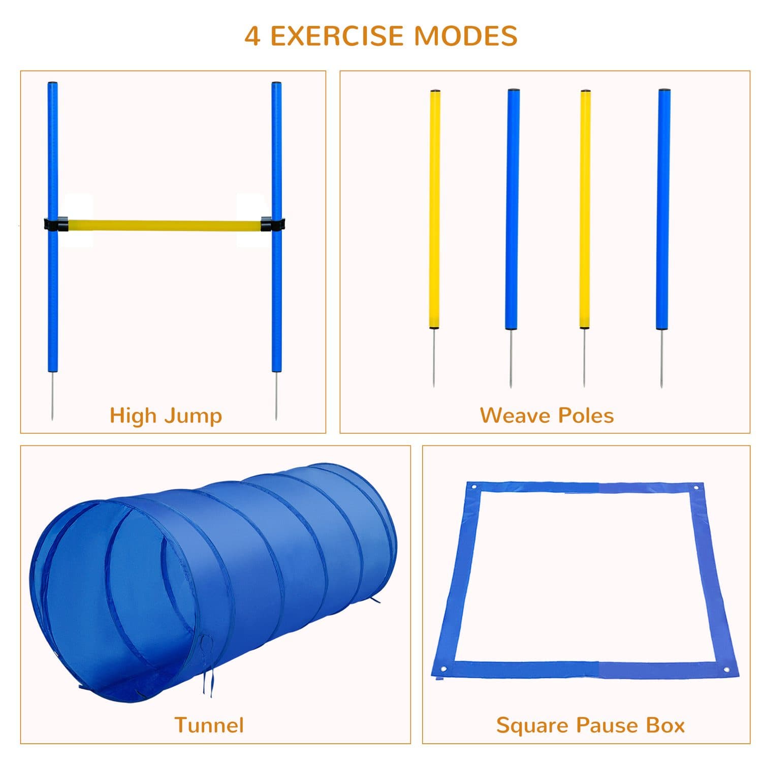 PawHut Dog Agility Set with Poles, Hurdle and Tunnel - image 5
