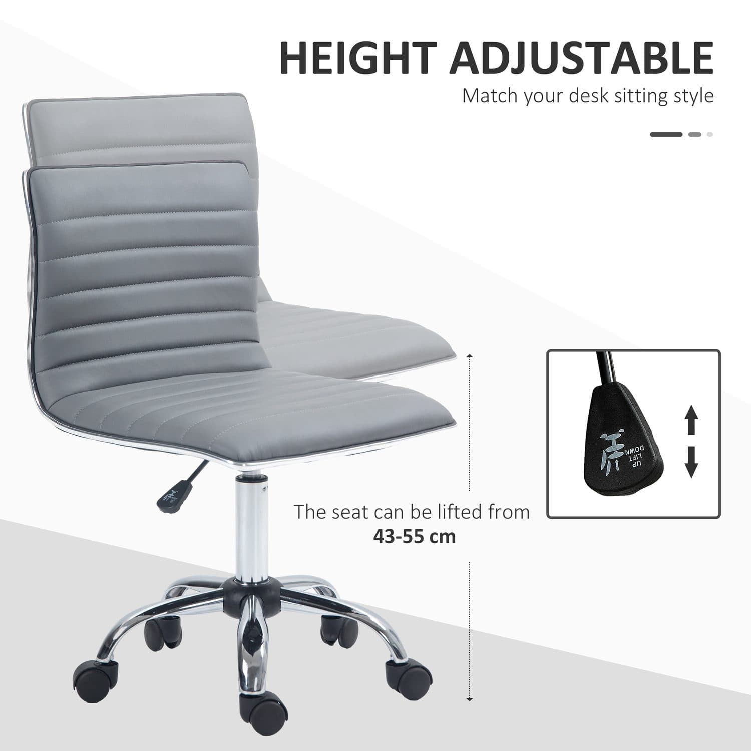 Light Grey Armless Desk Chair - image 4