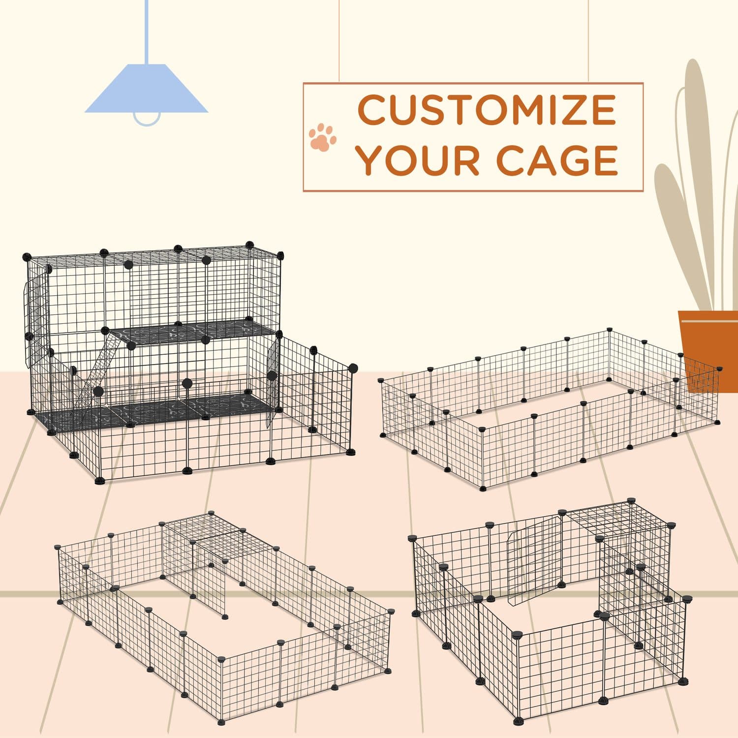 PawHut Customisable Pet Playpen for Guinea Pigs and Chinchillas - image 3