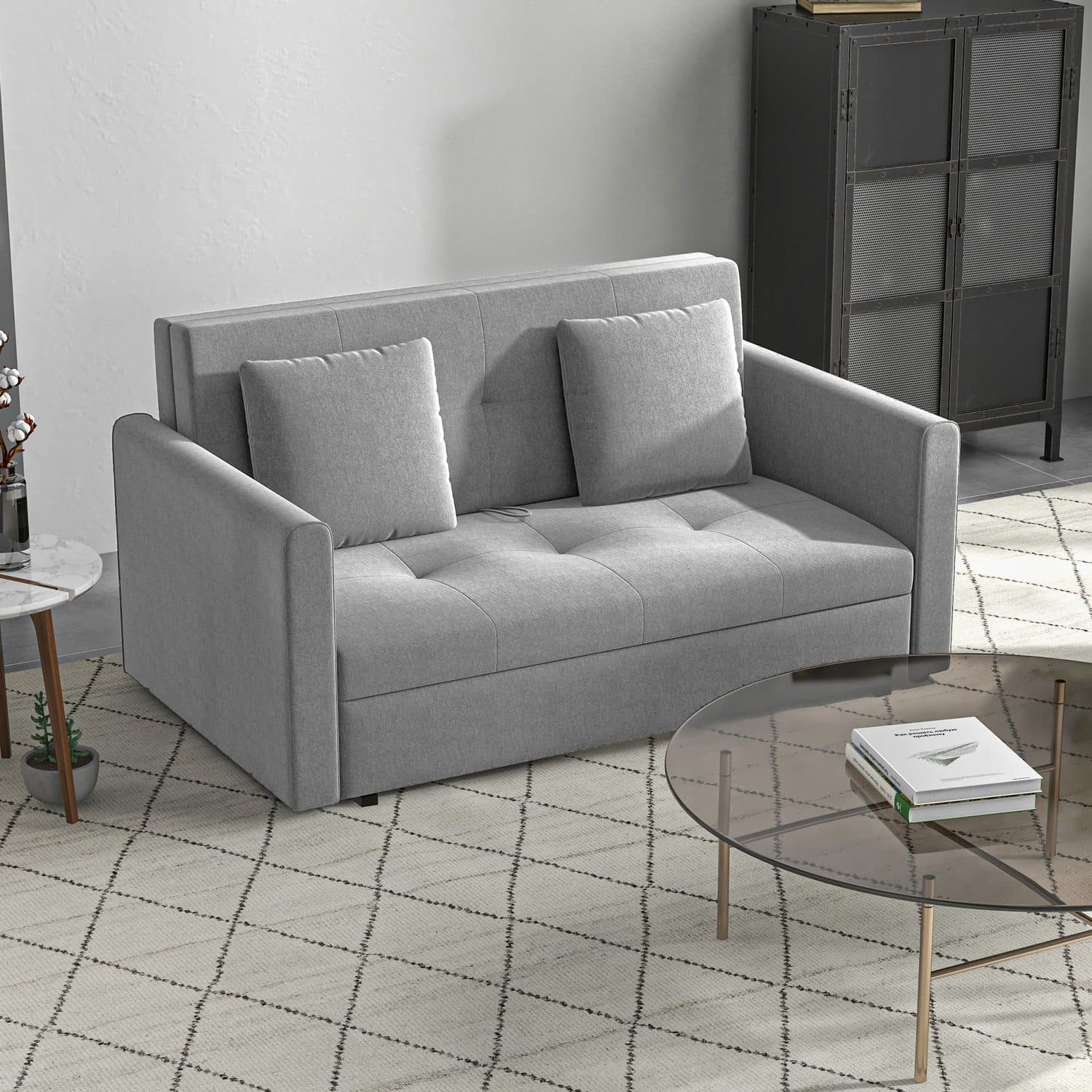 Grey 2-Seater Sofa Bed - image 4