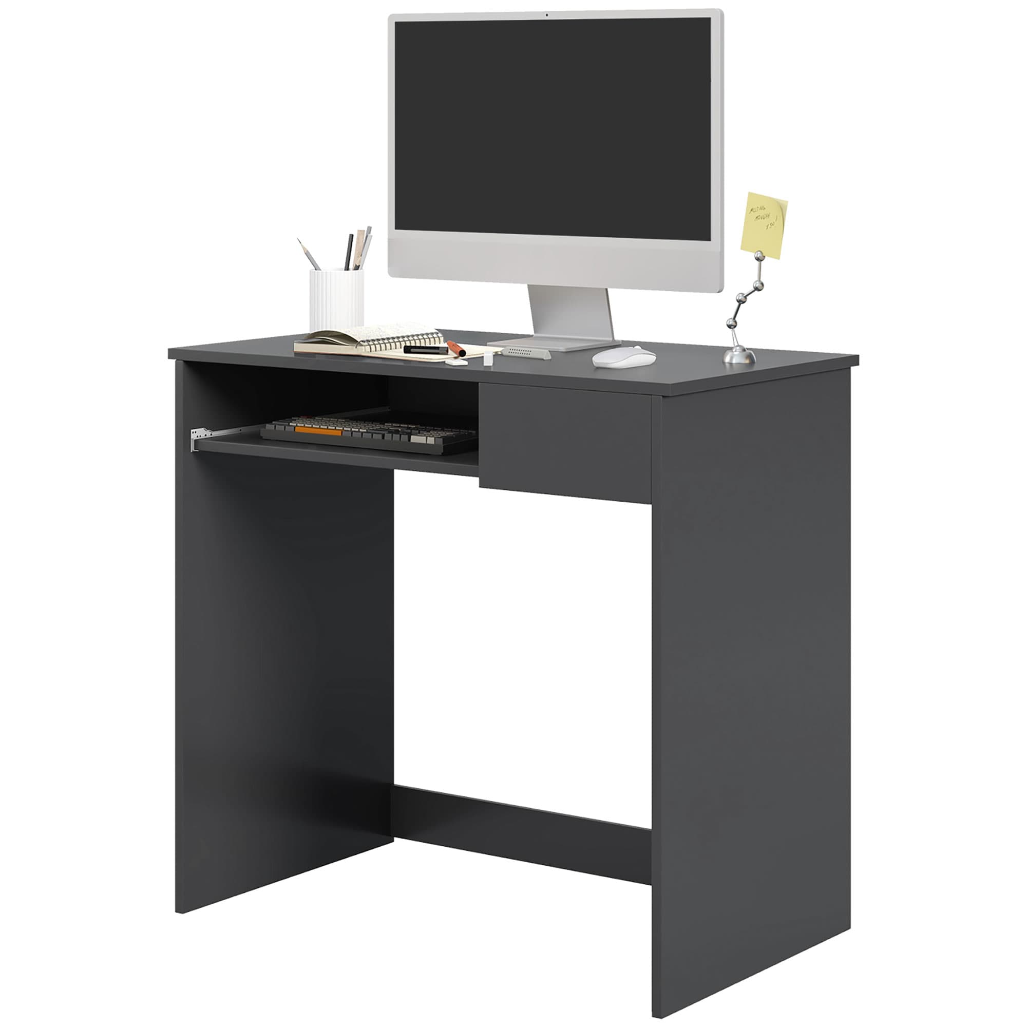 Space-Saving Grey Computer Desk for Your Home Office
