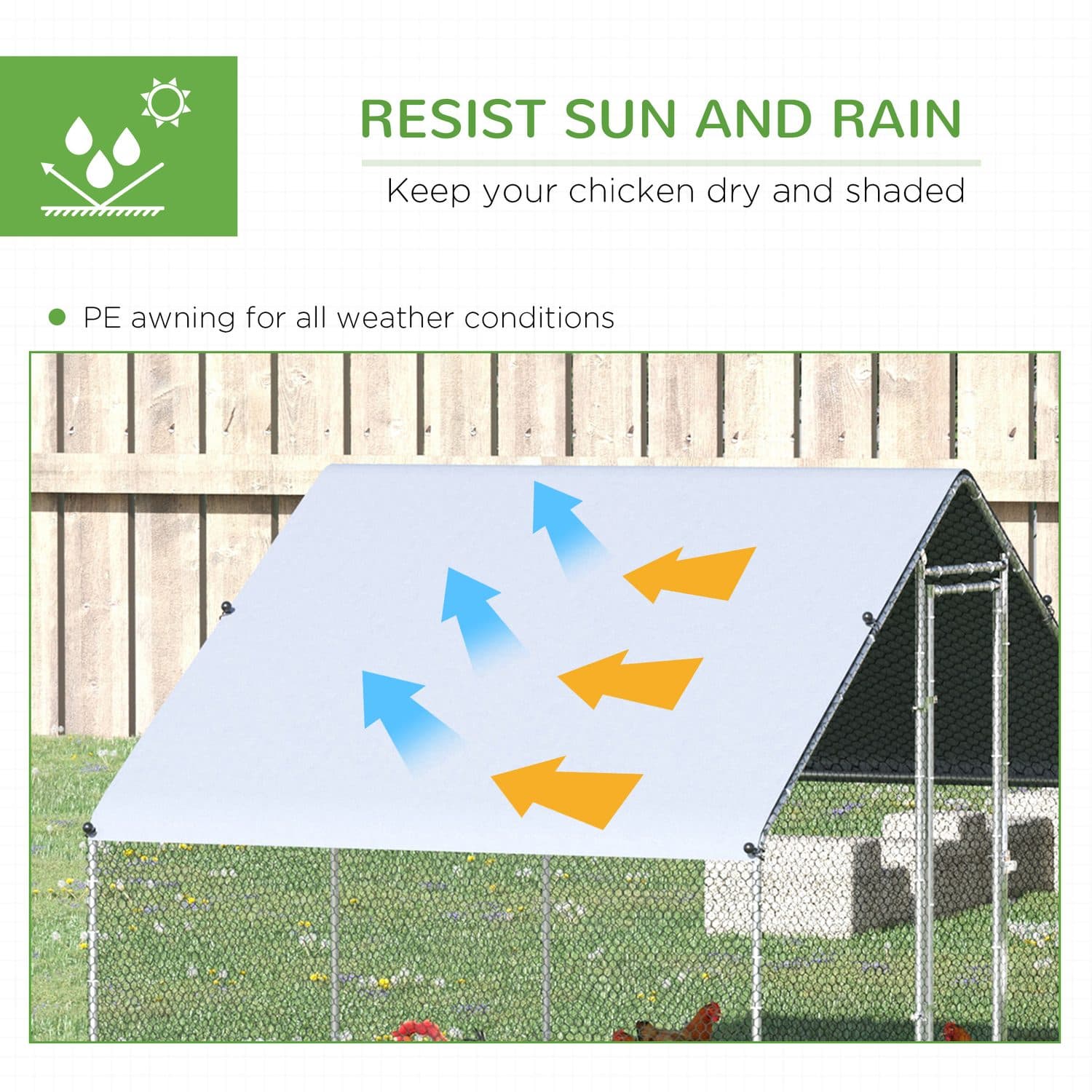 PawHut Galvanised Chicken Run for Chickens, Rabbits & Ducks - image 5