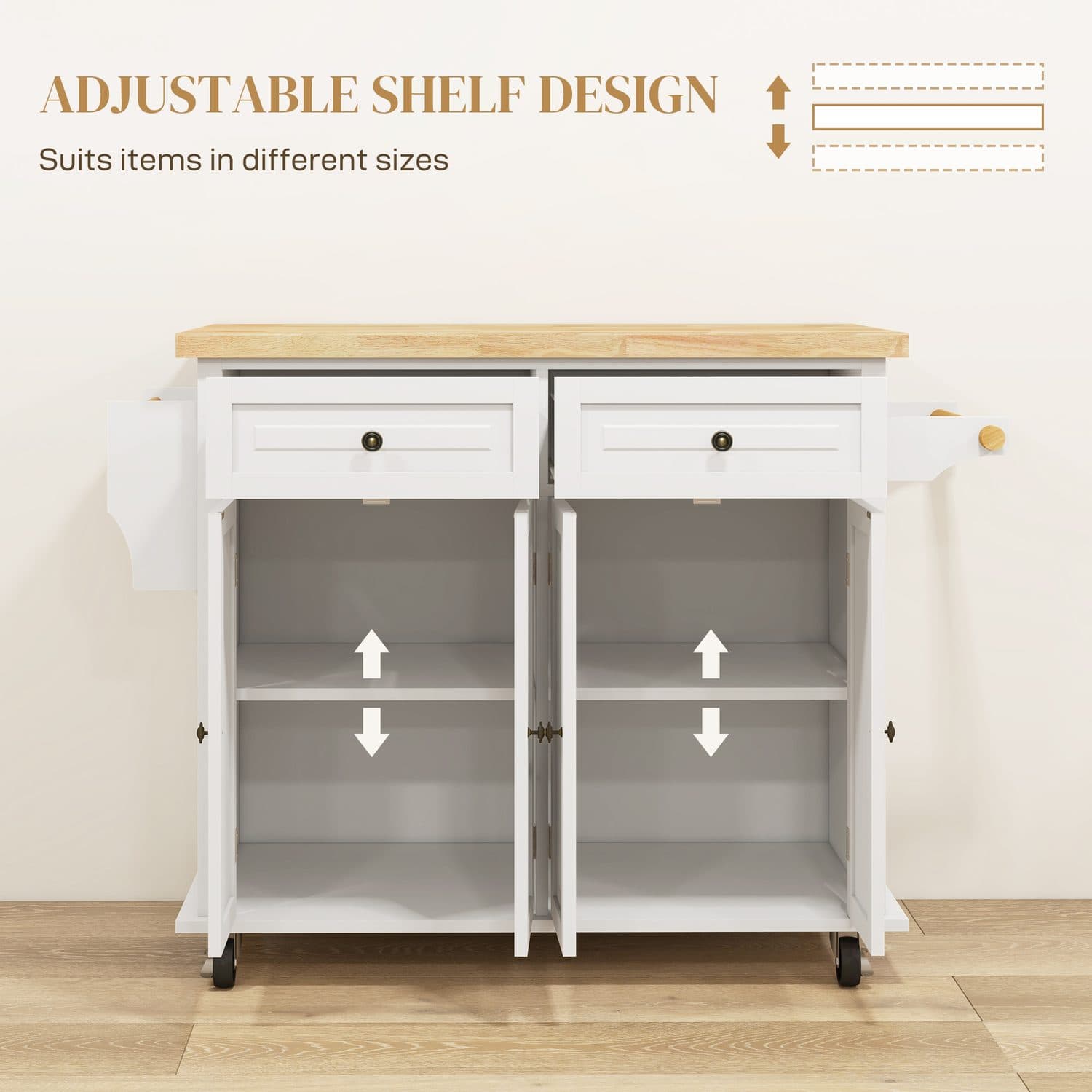 Cream Rolling Kitchen Island - image 5