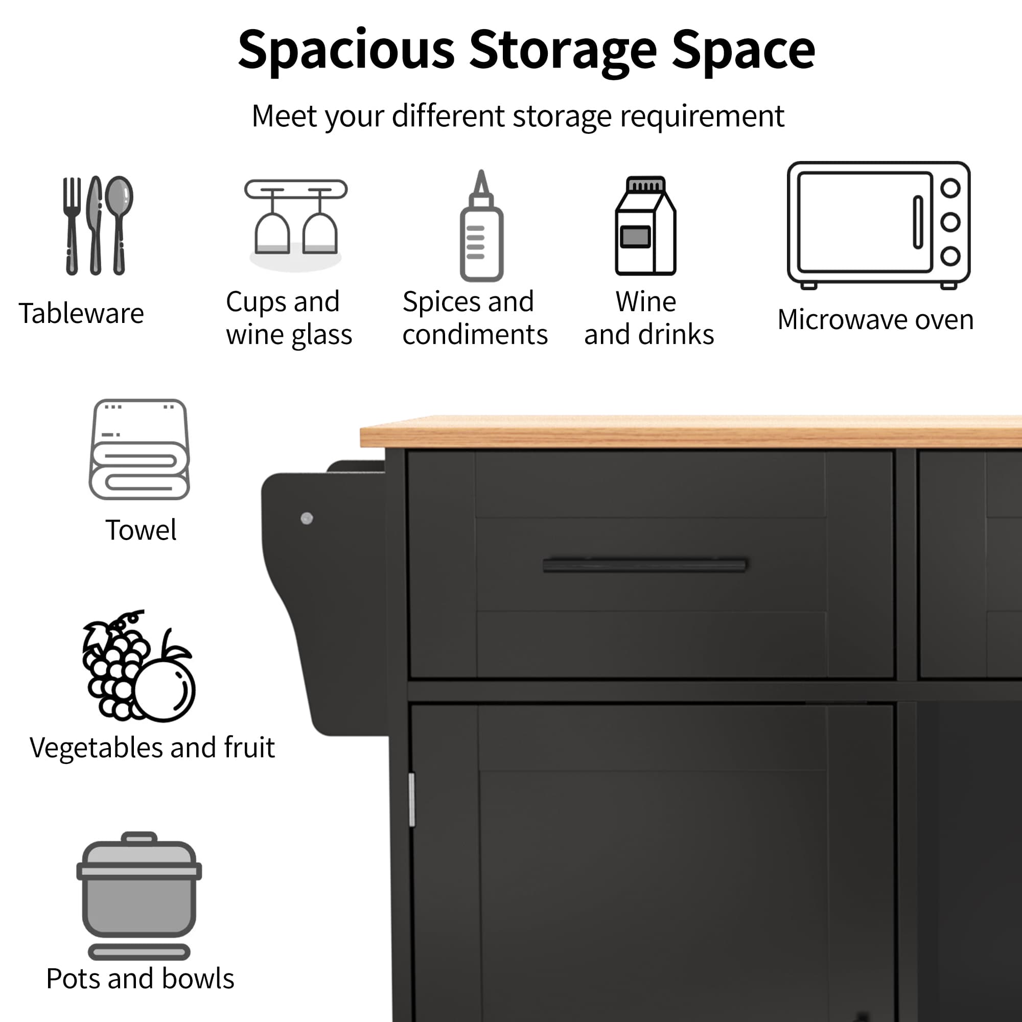 Foldable Kitchen Island Trolley - image 3